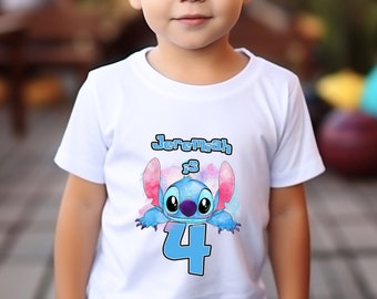 Custom Stitch Birthday Shirt Personalized Birthday T Shirt Custom Stitch Birthday Shirt Birthday Party Shirts Toddler Lilo Stitch Bday