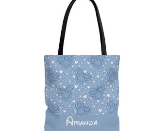 Disney Personalized Tote Bag - Blue Mickey Canvas ToteBag - Cute Bag-Minnie Tote Bag-Mickey Mouse Shopping Bag-Disney Gifts-Disney Park Bag