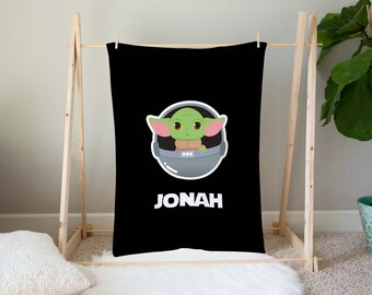 Mandalorian Blanket, Cute Boy Blanket, Star Wars Bedding, Personalized Velveteen Blanket, Custom Cozy Blanket, Mandalorian Gift for boy