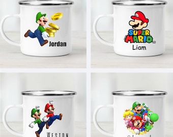 Mario Bros Kid Cup, Personalized Kid Mug, Super Mario Mug, Hot Chocolate Mug, Toddler Cup Gift, Birthday Gift, Super Mario Gift, Mario Cup