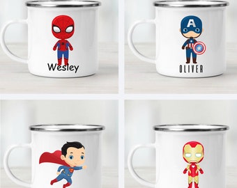 Kid Mug, Superhero Kid Cup, superhero Mug, toddler gift, Party Favors, Spiderman Party, Chocolate mug, toddler mug, personalize mug for kid