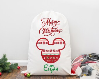 Custom Santa Sack - Mickey Mouse Sack - Personalized Santa Sack - Santa Sack Gift Bag - Minnie Mouse Decor - Personalized Christmas Gift Kid
