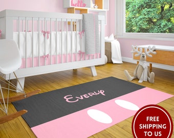 Minnie Mouse Rug, Nursery Carpet, Minnie Mouse Bedroom Decor, Carpet for Nursery, Girl Room, Personalized Rug, BabyGirl Room,Kids Rugs