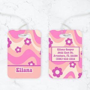 Groovy Custom Luggage Tag, Cute Flower Luggage Tag, Personalized Luggage Tag, Cute Travel Luggage, Bridal Shower, Girls Trip Tag, Bridemaids