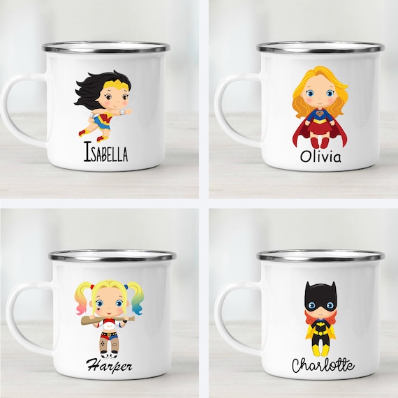Kid Mug, Superheroine Kid Cup, Superhero Mug, Toddler gift, Superhero Party Favors, Superheroine Party, Hot Chocolate mug, Toddler cup