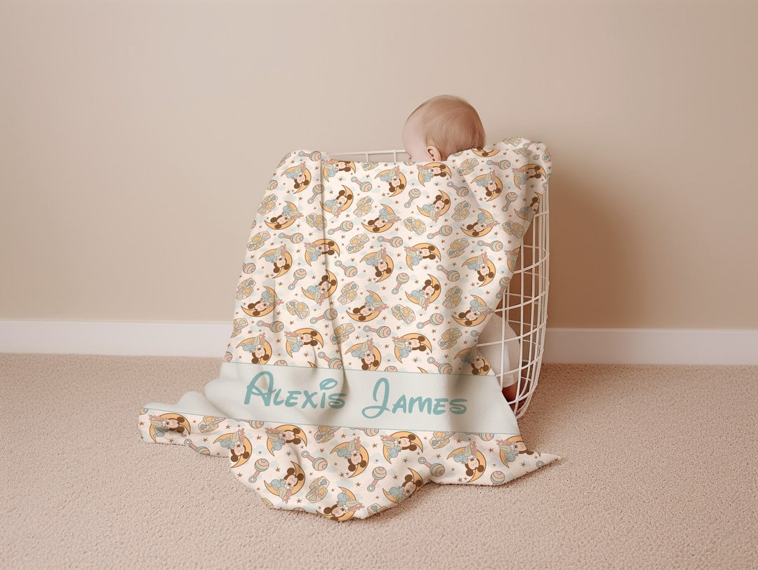 Custom Disney Baby Blanket Disney Baby Decor Mickey Mouse Baby Disney Shower Gift Disney Blanket