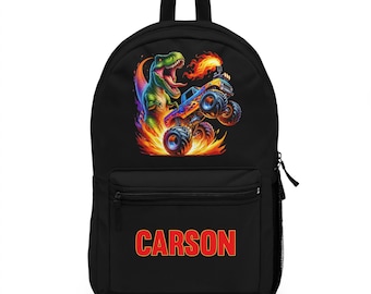 Custom Monster Truck Backpack Personalized School Bag Monster Truck Boy School bag personalized kid backpack Gift T-Rex Dino School Bag
