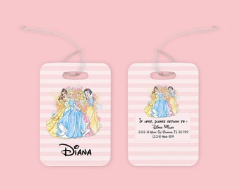 Disney Custom Luggage Tag, Cute Disney Princesses Luggage Tag, Personalized Luggage Tag, Disney Travel Luggage, Disney Trip Tag