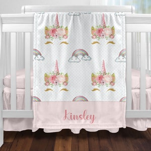 Unicorn Blanket - Cute Unicorn Decor - Unicorn Room Decor-Unicorn Rainbow Room Decor-Girl Room-Custom Unicorn Blanket-Velveteen personalized