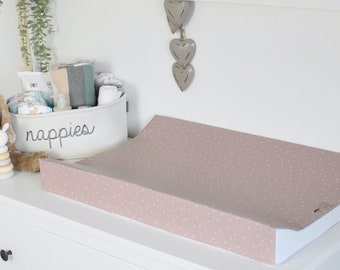 Anti-Roll Changing Mat - Confetti Hearts - TAUPE