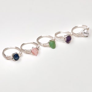 Gemstone Wire Rings - silver