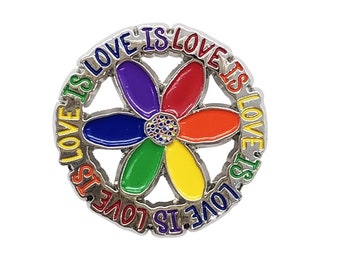 Love is Love Enamel Pin with Metal Frame | Funny Enamel Pin | Enamel Lapel Pin | Cute Lapel Pins | Badge | Slogan Pin | LGBTQ | Rainbow