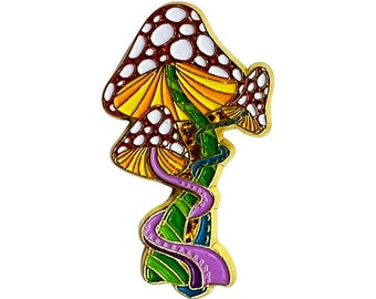 Trippy Mushrooms Enamel Pin with Metal Frame | Funny Enamel Pin | Mushroom Lapel Pin | Cute Lapel Pins | Badge | Slogan Pin