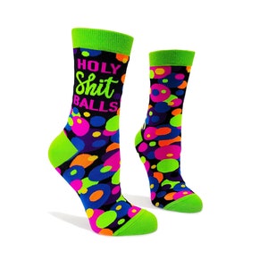 Holy Shit Balls Ladies' Crew Socks | Sassy socks | Gift for Her | Sarcastic Cute Socks | Witty & Cute Gift For Women