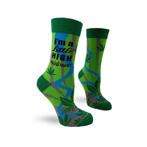 I'm a Little High Maintenance Women's Crew Socks | Cute Cannabis Socks | Ladies socks featuring marijuana plants