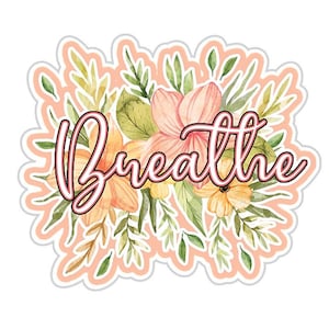 Adem mooie bloemen meditatieve sticker, waterdichte sticker voor laptop, telefoon, bagage, computer, kolf, mok, autobumper, MacBook-stickers