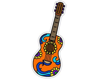 Groovy Gitarre 1960er Jahre Aufkleber, Wasserfester Aufkleber für Laptop, Handy, Gepäck, Computer, Flasche, Tasse, Auto Stoßstange, MacBook Aufkleber