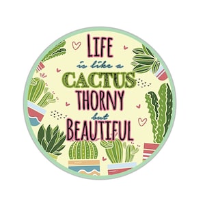 Het leven is als een cactus doornige maar mooie sticker, waterdichte sticker voor laptop, telefoon, bagage, computer, mok, autobumperstickers
