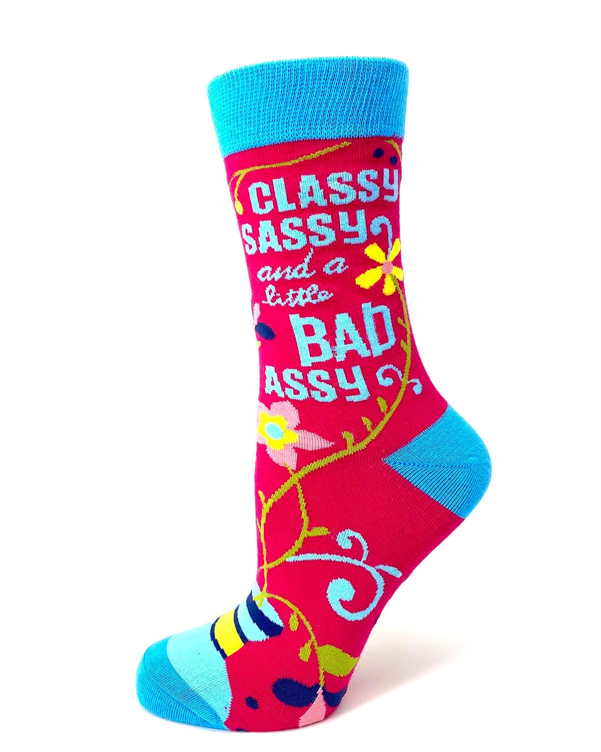 Classy Sassy and a Little Bad Assy Women&#39;s Crew Socks | Sassy socks | Gift for her | Sarcastic Cute Socks | Witty & Cute Phrases For Women