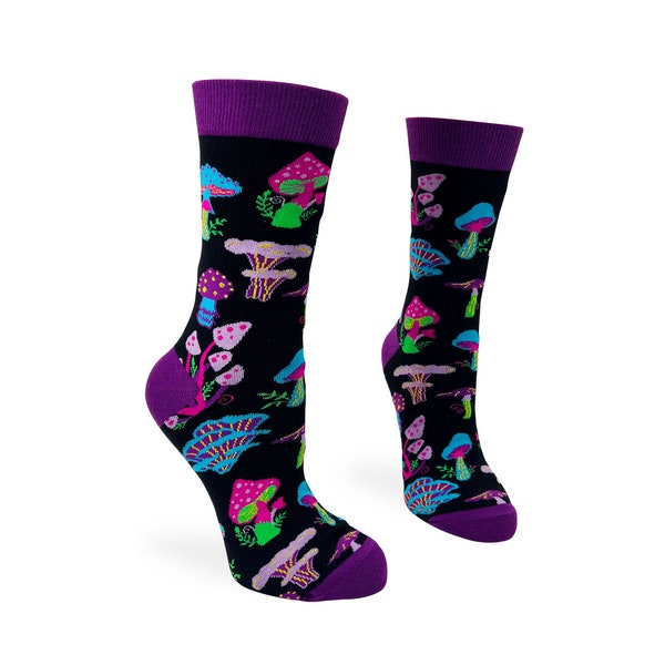 Crew Chaussettes Trippy Mushrooms pour femmes | Cadeau champignons Trippy | Champignon psychédélique trippy