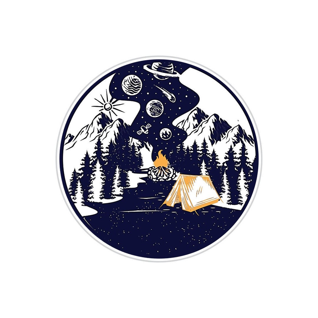 Sticker Over Computer Campera Adventure Camping at Night Sticker, Waterproof Sticker for Laptop ...