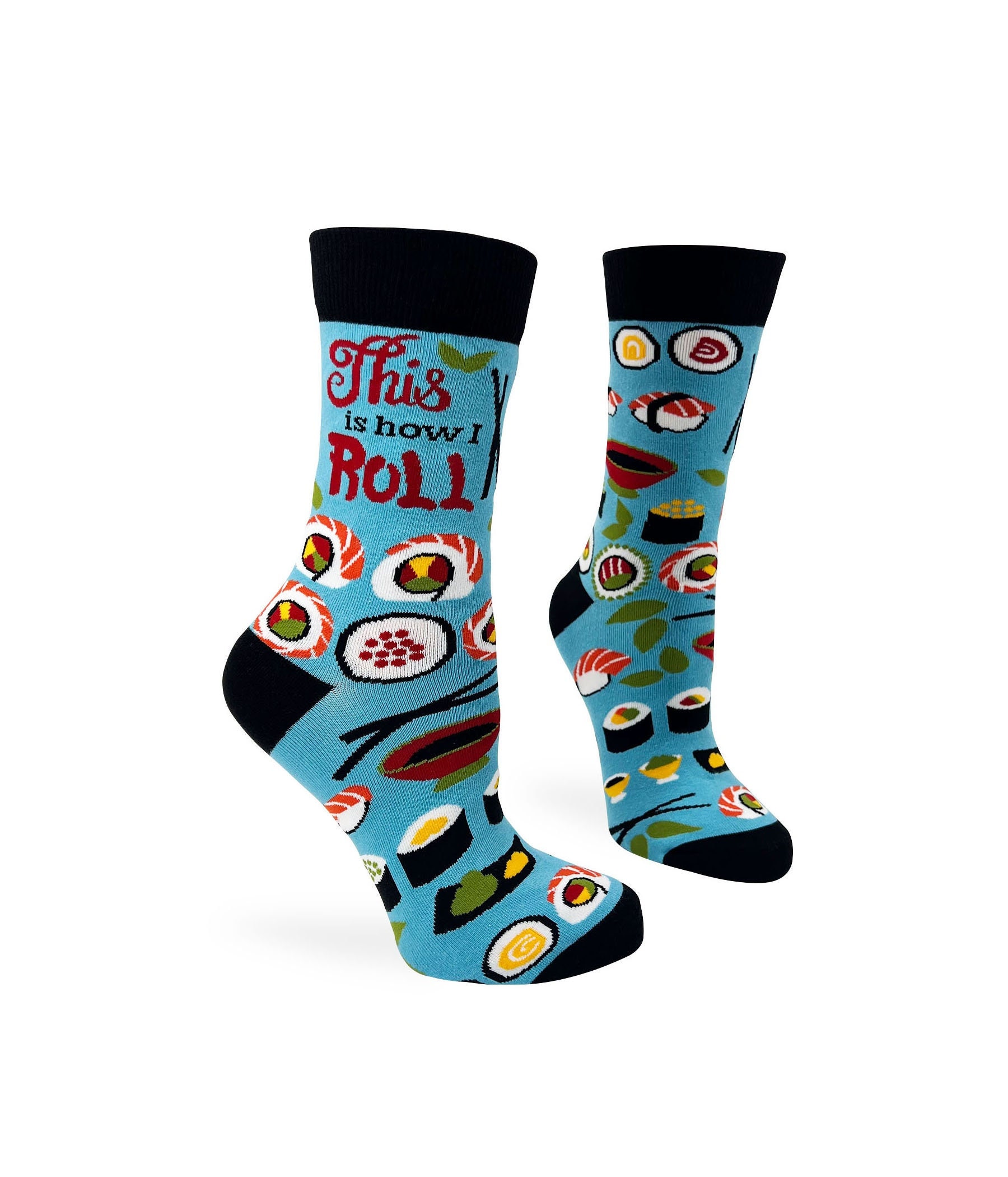 This Is How I Roll Women&#39;s Crew Socks | Funny Phrases Socks | Gift for Her | Cute Fun Socks | Funny Sushi Socks
