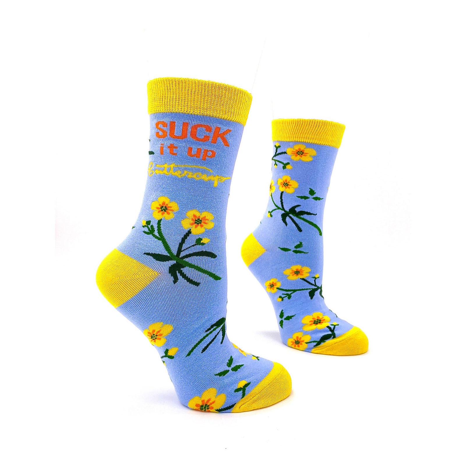 Suck It Up Buttercup Women&#39;s Crew Socks | Funny Phrases Socks | Gift for Her | Cute Fun Socks | Funny Saying Socks