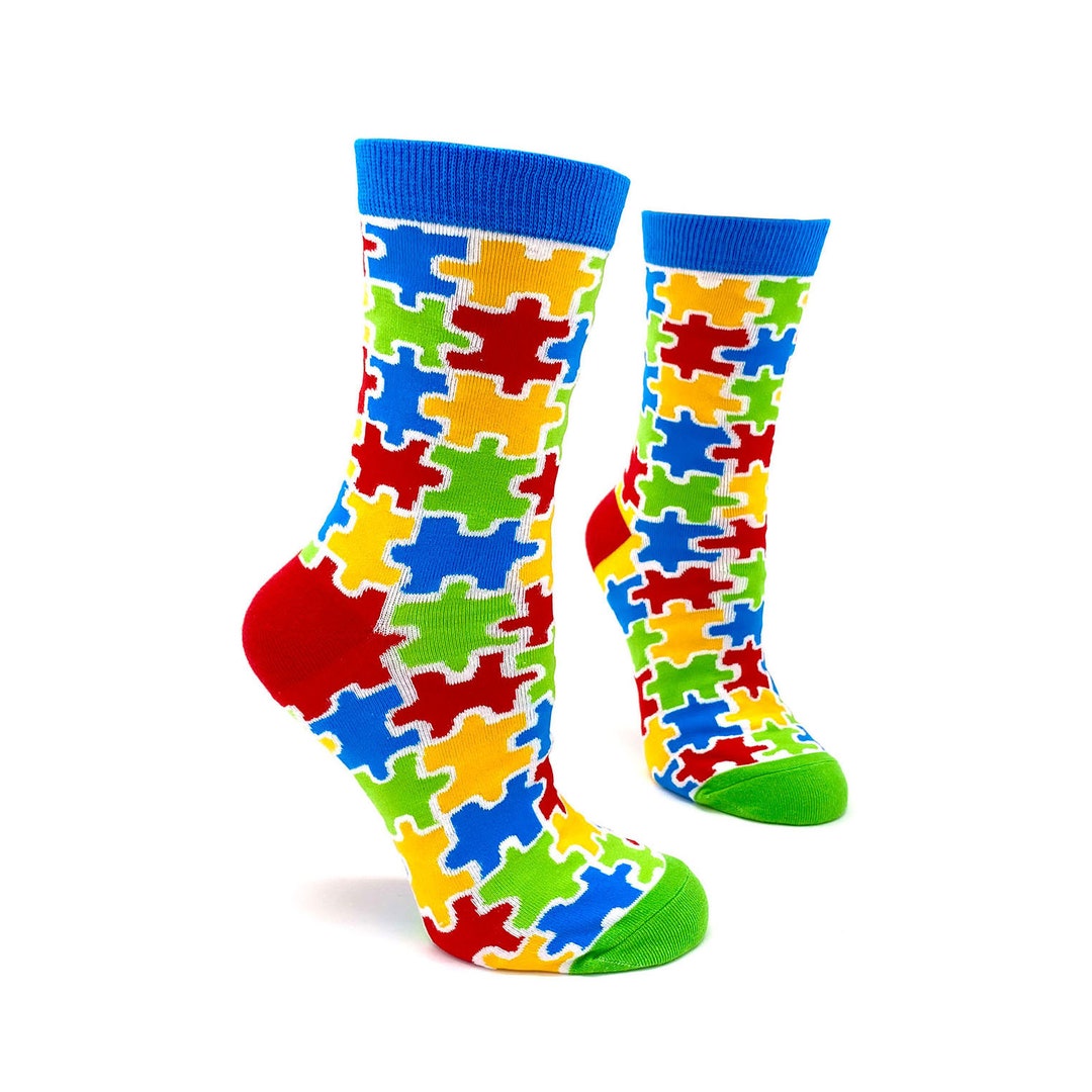 Autism Awareness Puzzle Pieces Women's Crew Socks | Autism Socks ...