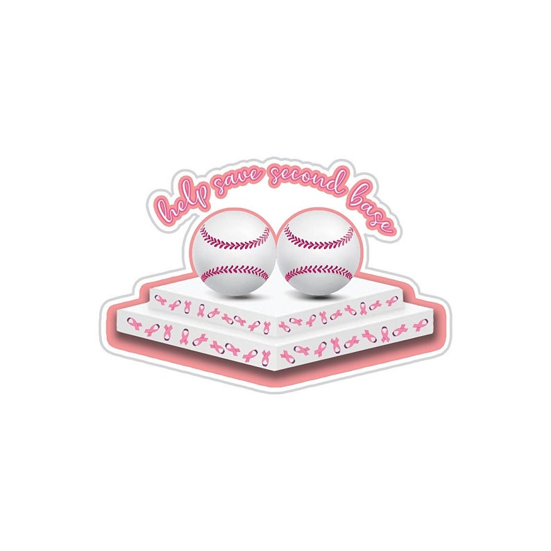 Save 2nd Base Sticker Help Save Second Base Breast Cancer Softball Sticker, Waterproof ...