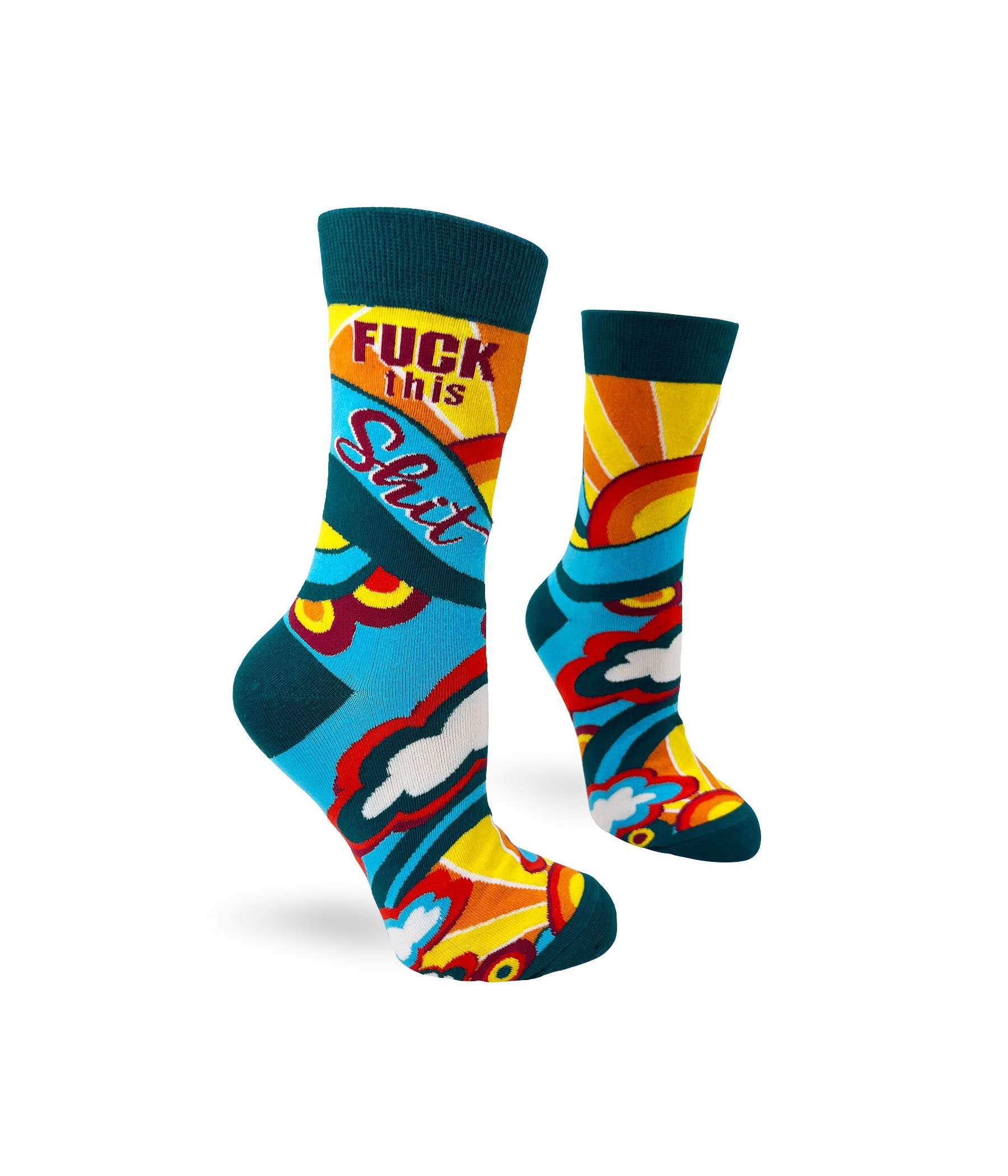 F**k This Shit Ladies&#39; Crew Socks | Inappropriate Swear Word Socks | Funny Curse Words Socks | Profanity Socks |