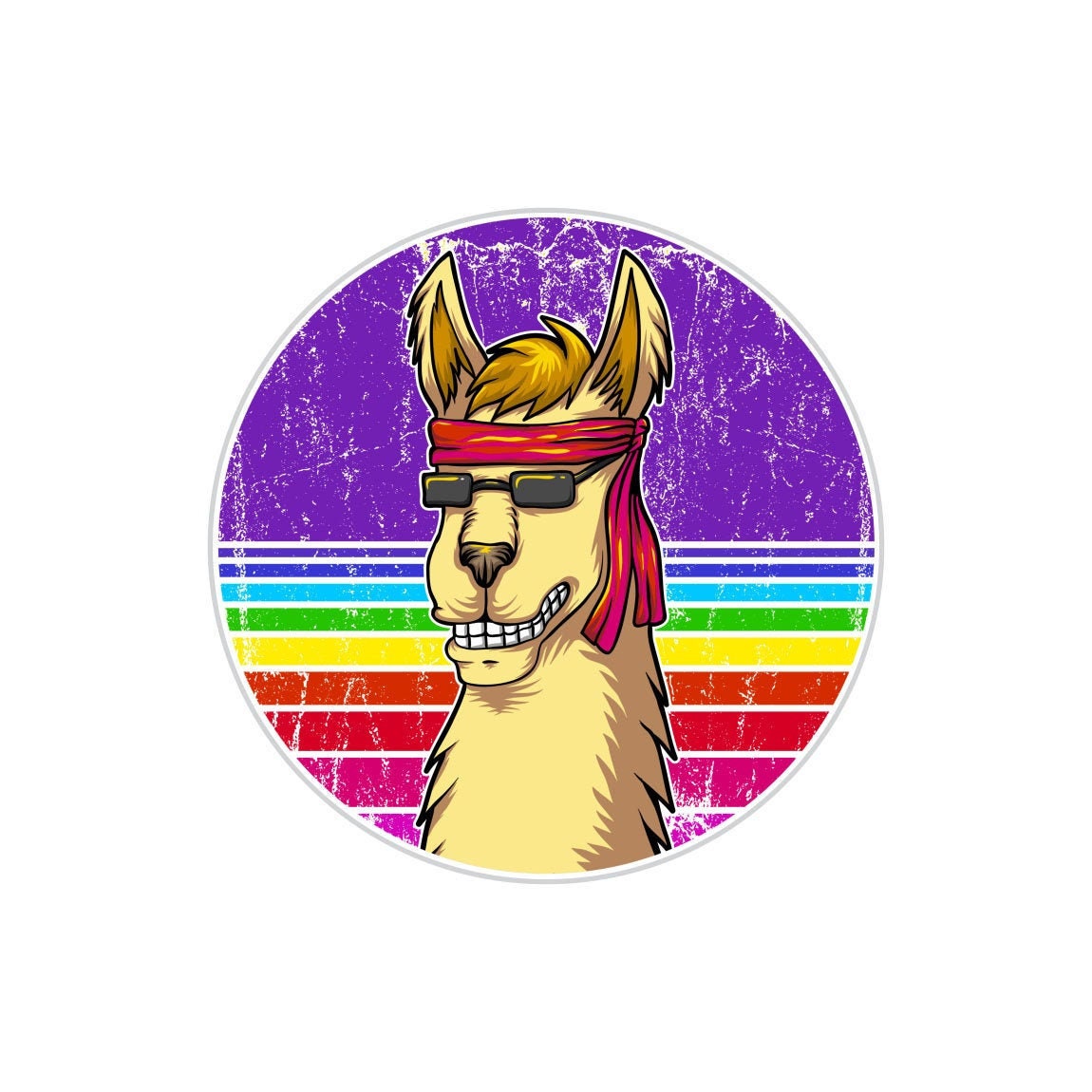 Pride Llama Sticker, Gay Pride Month, Retro Rainbow Waterproof