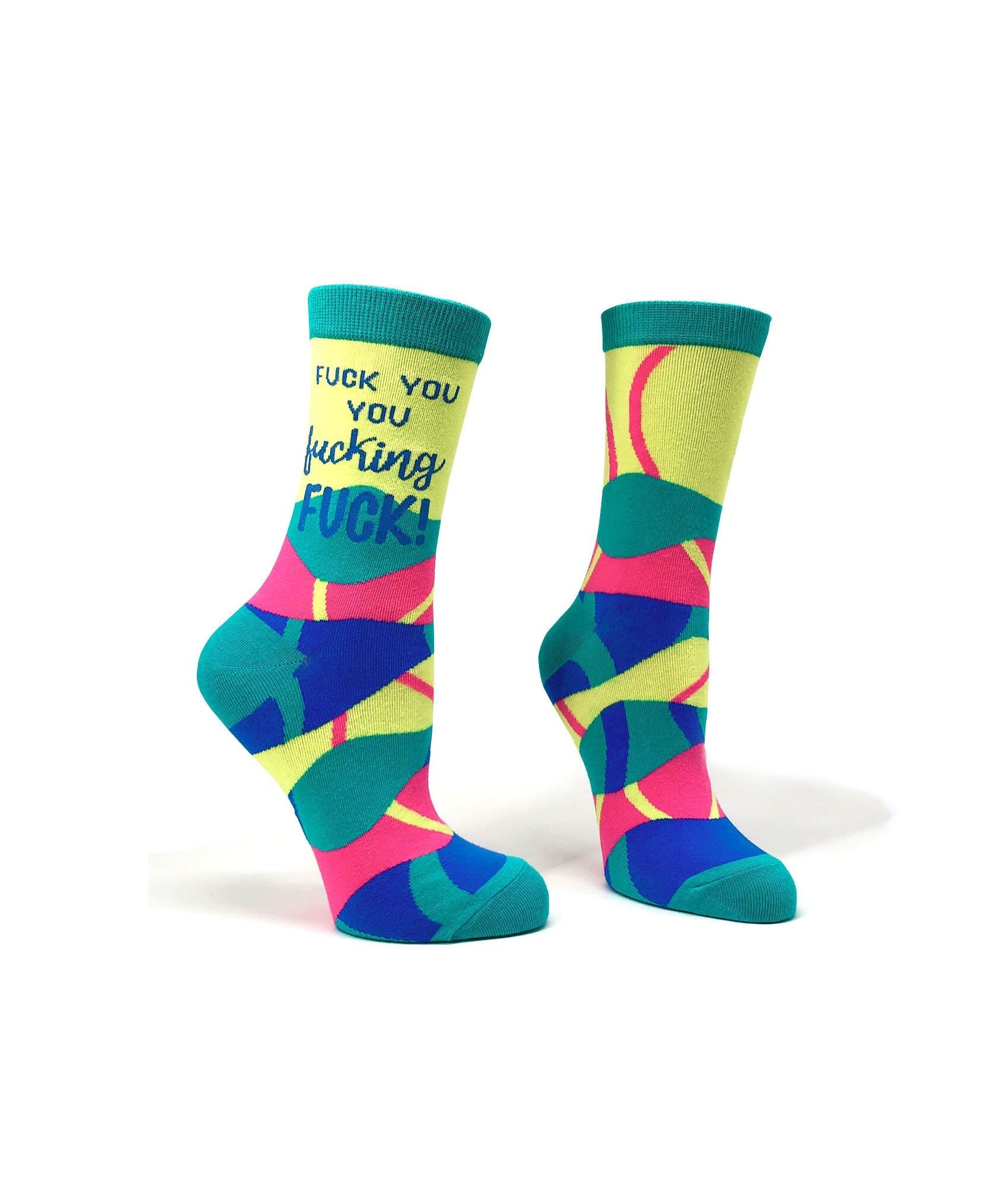 F**k You You F..king F**k Ladies&#39; Crew Socks |  Inappropriate Swear Word Socks | Funny Curse Words Socks | Profanity Socks |