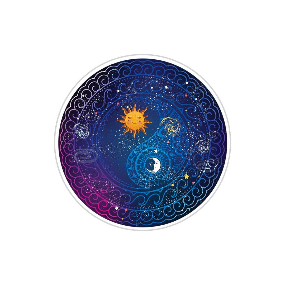 Celestial Yin Yang Day and Night Sticker, Waterproof Sticker for Laptop ...