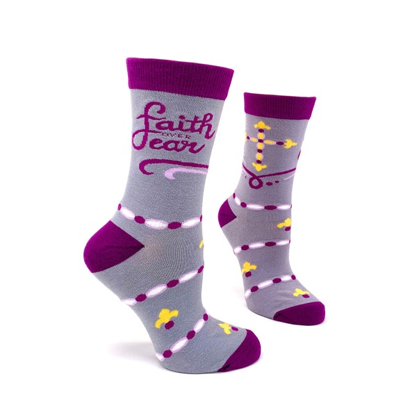 Faith Over Fear Women's Crew Socks | Inspirational Gift for her | Cute Socks | Letterbox gift