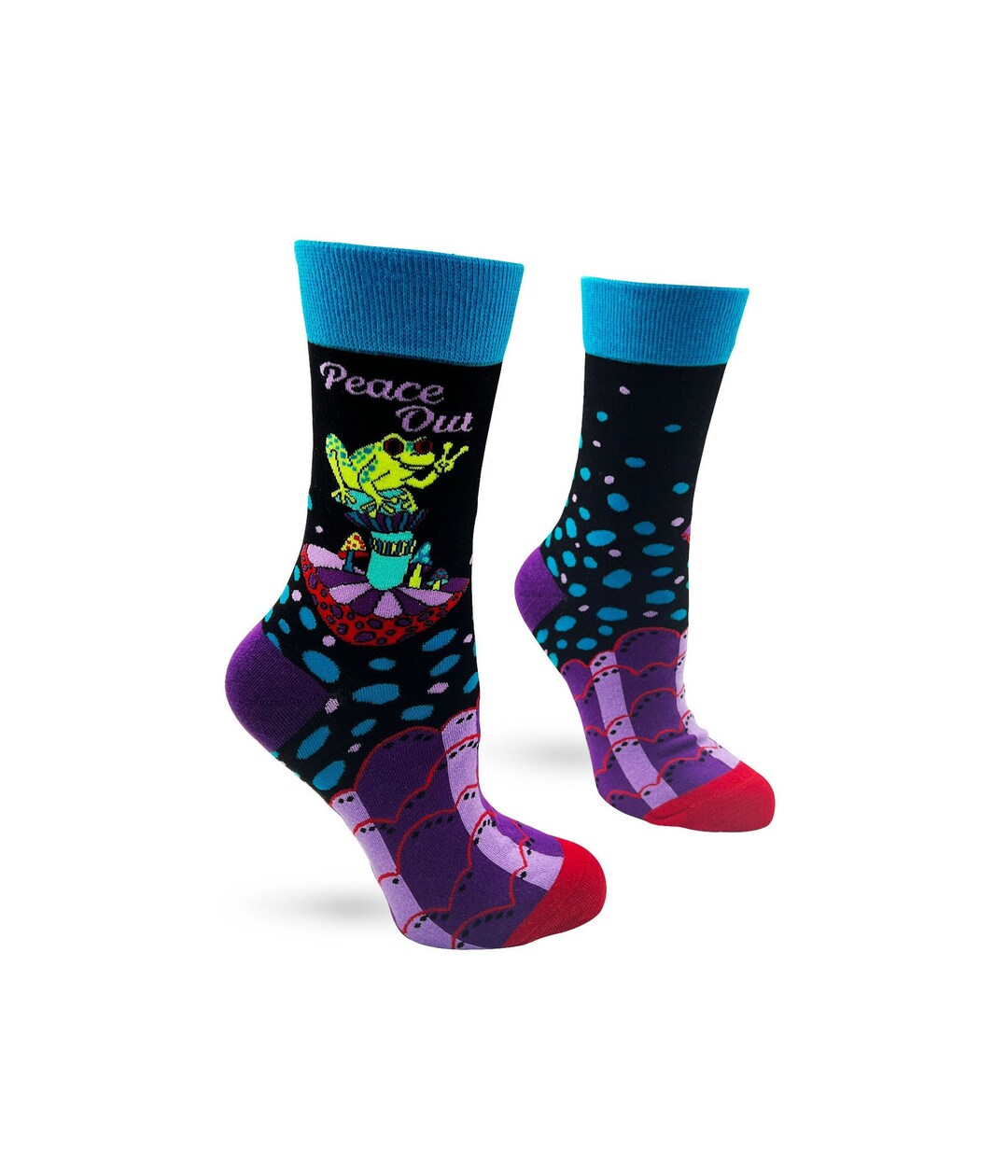Java Sock Frog Peace Out Frog Women's Novelty Crew Socks | Great Gift for a Frog Lover ...