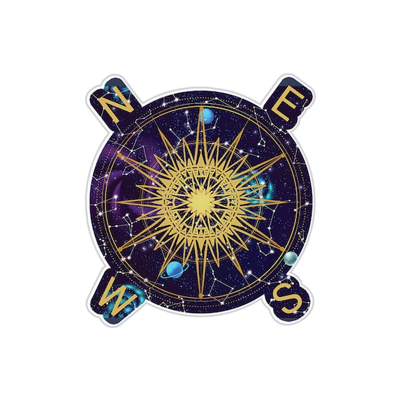 Celestial Compass Rose At Night Sticker Waterproof Sticker | Etsy