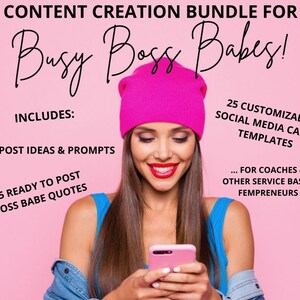 CONTENT CREATION BUNDLE boss babe entrepreneurs coach social media graphics customizable templates canva instagram engagement marketing pink