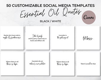 SOCIAL MEDIA TEMPLATES essential oil business quotes doterra boss babe instagram facebook graphics images marketing content minimalistic bw