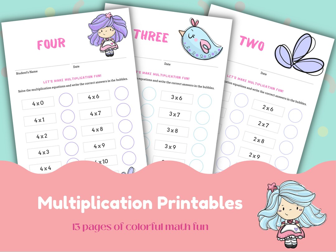 Multiplication Worksheet Printable Bundle Times Table - Etsy