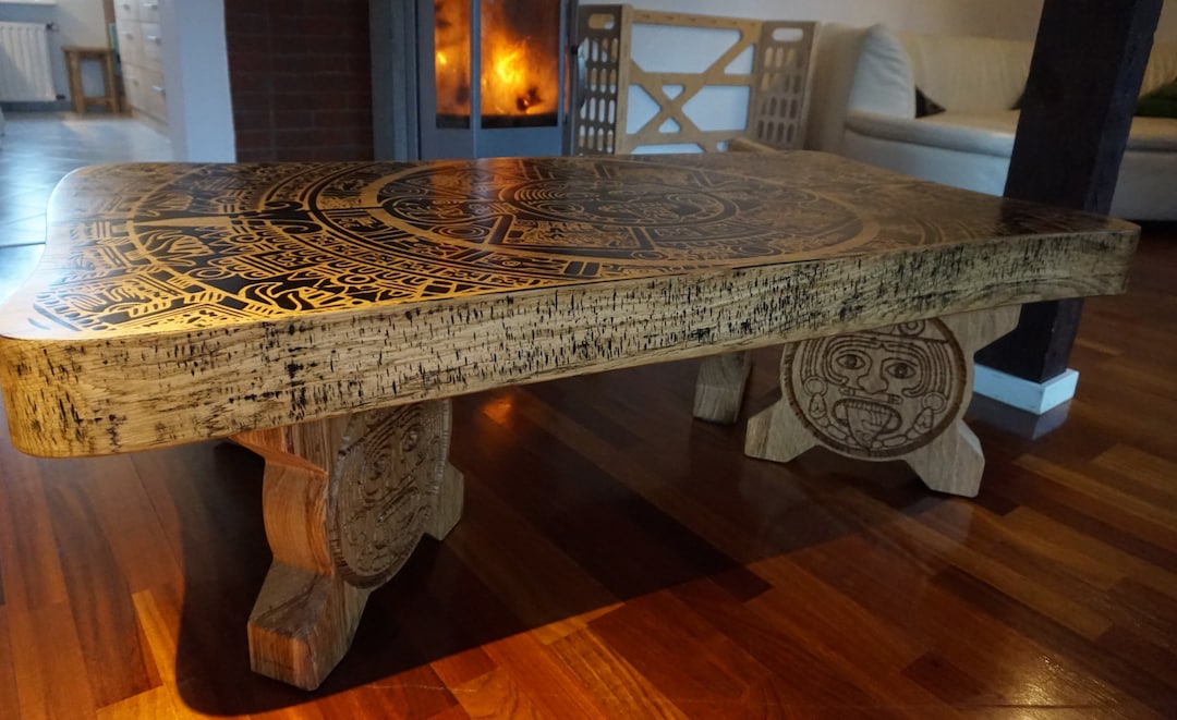 Aztec Calendar Table / Coffee Table / Living Room Table / Etsy