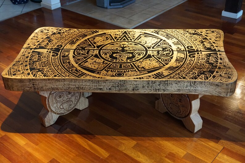 Mesa de calendario azteca / Mesa de centro / Mesa de sala de Etsy México