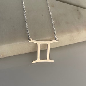 Gemini Zodiac Necklace in Sterling Silver - Star Sign Constellation Astrology Pendant - Gold Plated Available - Birthday Horoscope Pendant