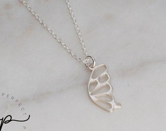 Butterfly Wing Necklace for Her - DOUBLE THICK Sterling Silver Jewelry for Kids - Christmas Animal Lovers Gifts Idea
