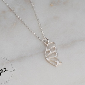 Butterfly Wing Necklace for Her - DOUBLE THICK Sterling Silver Jewelry for Kids - Christmas Animal Lovers Gifts Idea