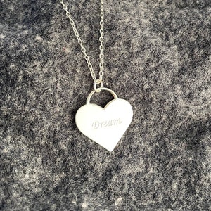 Womens Heart Necklace - Sterling Silver Love Jewelry - Laser Engraved Heart Tag Locket - Gold / Rose Gold Personalized Gift for Christmas
