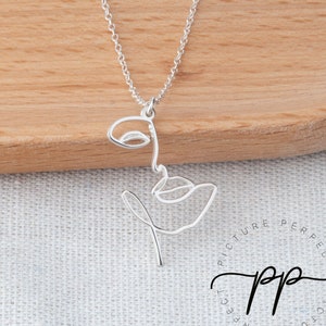 Sterling Silver Face Necklace - One Line Drawing Necklace - Silhouette Pendant - Picasso Face Jewelry - Christmas Gift Idea