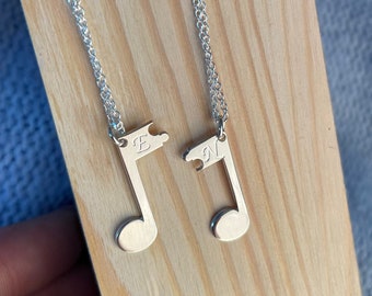 Best Friend Music Notes Necklaces To Share - Best Friend Jewelry - Initial Necklaces For Music Fans