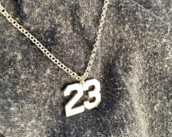 Men&#39;s Sport Number Necklace With Wider Chain For Him - Thick Heavy Pendant - Sport Fan Gift Idea