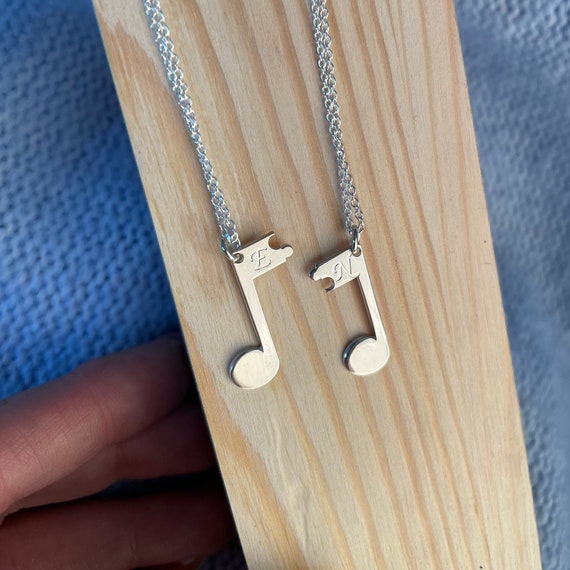 Best Friend Music Notes Necklaces To Share - Best Friend Jewelry - Initial Necklaces For Music Fans