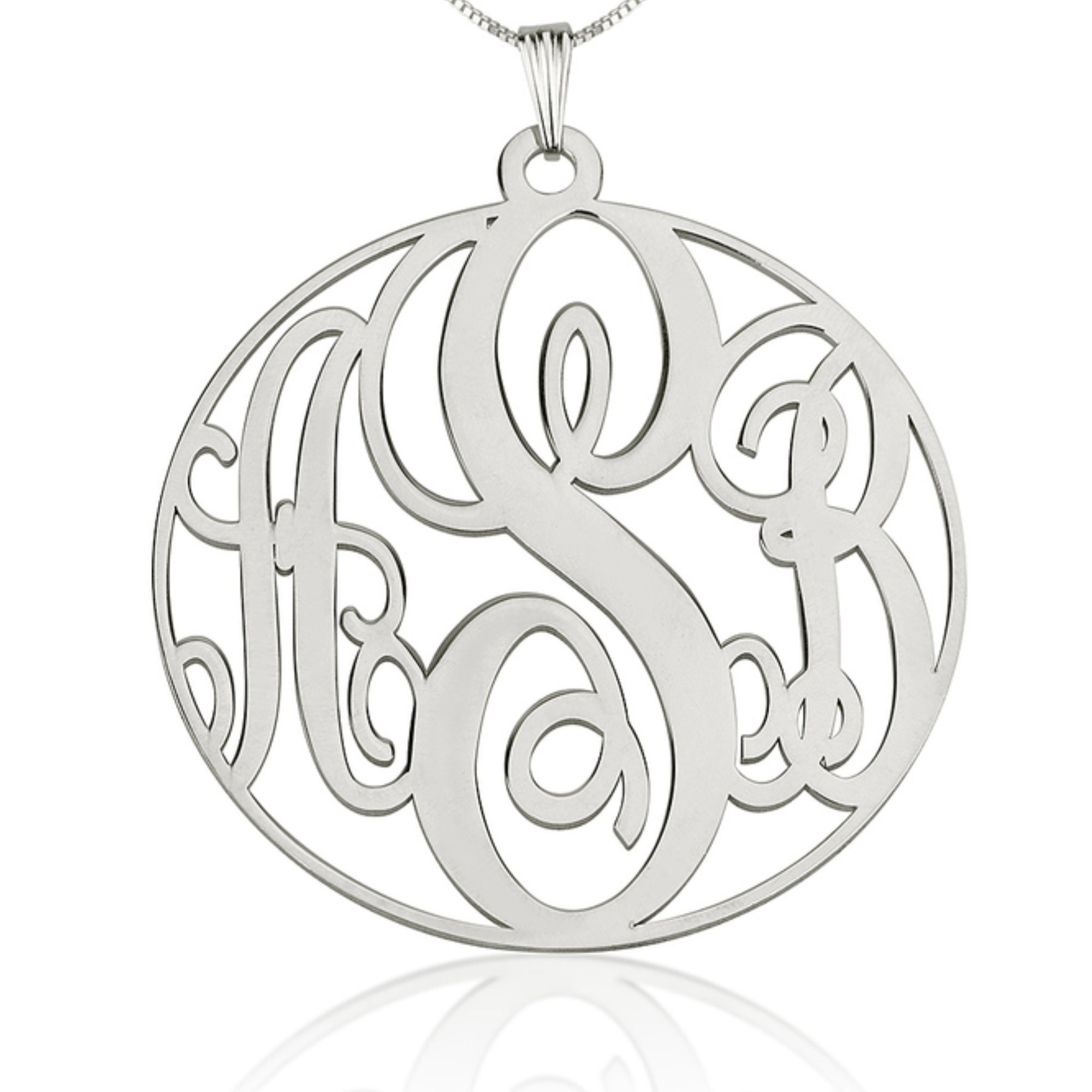Monogram Dis Personalized Circle Disc Monogram Necklace - 1.2mm Thickness 925 ...